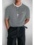 Erkek Oversize Çizgili Rahat T-Shirt Siyah 1