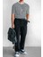 Erkek Oversize Çizgili Rahat T-Shirt Siyah 5