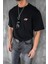 Erkek Oversize Nakışlı T-Shirt Siyah 1
