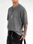 Erkek Yıkamalı Fitilli Oversize T-Shirt Siyah 2