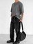 Erkek Yıkamalı Fitilli Oversize T-Shirt Siyah 3