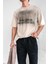 Erkek Oversize Baskılı Yıkamalı T-Shirt Taş Rengi 1