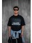 Erkek Oversize Baskılı Yıkamalı T-Shirt Siyah 1