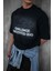 Erkek Oversize Baskılı Yıkamalı T-Shirt Siyah 2