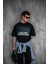 Erkek Oversize Baskılı Yıkamalı T-Shirt Siyah 4