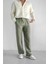 Erkek Rahat Kesim Baggy Fit Müslin Pantolon Açık Yeşil 1
