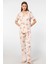 Yaprak Desenli Kısa Kollu Gömlek Yaka Pijama Takımı 3355/PUDRA 4