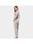 Yaprak Desenli Kısa Kollu Gömlek Yaka Pijama Takımı 3395/GRI 4