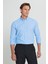 Erkek Mavi Düğmeli Yaka Kolay Ütülenebilir Pamuklu Slim Fit Dar Kesim Oxford Gömlek 1