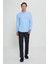 Erkek Mavi Düğmeli Yaka Kolay Ütülenebilir Pamuklu Slim Fit Dar Kesim Oxford Gömlek 2