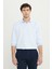 Erkek Mavi Slim Fit Dar Kesim Italyan Yaka Armürlü Gömlek 1
