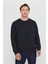 Erkek Siyah Standart Fit Normal Kesim 2 İplik Recycle Pamuklu Bisiklet Yaka Sweatshirt 1