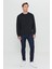 Erkek Siyah Standart Fit Normal Kesim 2 İplik Recycle Pamuklu Bisiklet Yaka Sweatshirt 2