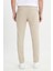 Erkek Bej Slim Fit İtalyan Kesim Yan Cepli Esnek Casual Pantolon 6