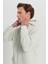 Erkek Bej Standart Fit Normal Kesim Içi Polarlı 3 Iplik Kapüşonlu Fermuarlı Sweatshirt Ceket 5