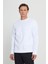 Erkek Beyaz Standart Fit Normal Kesim Içi Polarlı 3 Iplik Bisiklet Yaka Sweatshirt 1