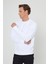 Erkek Beyaz Standart Fit Normal Kesim Içi Polarlı 3 Iplik Bisiklet Yaka Sweatshirt 3