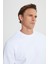 Erkek Beyaz Standart Fit Normal Kesim Içi Polarlı 3 Iplik Bisiklet Yaka Sweatshirt 4