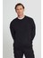 Erkek Siyah Oversize Bol Kesim 3 Iplik Bisiklet Yaka Pamuklu Sweatshirt 3