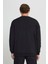 Erkek Siyah Oversize Bol Kesim 3 Iplik Bisiklet Yaka Pamuklu Sweatshirt 5