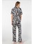 Kadın Desenli Kısa Kol Dokuma Pijama Takımı 3604/SIYAH2 4