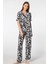 Kadın Desenli Kısa Kol Dokuma Pijama Takımı 3604/SIYAH2 5