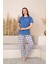 Slim Fit Desenli Kısa Kol Mevsimlik Kadın Pijama Takımı 2