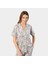 Yaprak Desenli Kısa Kollu Gömlek Yaka Pijama Takımı 3395/GRI 2