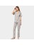 Yaprak Desenli Kısa Kollu Gömlek Yaka Pijama Takımı 3395/GRI 3