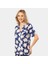 Yaprak Desenli Kısa Kollu Gömlek Yaka Pijama Takımı 3355/LACIVERT 2