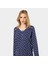 Çiçek Desenli Uzun Kollu Patlı Pijama Takımı 3382/LACIVERT 2