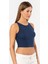 Kadın Fitilli Crop T-Shirt 3404/LACIVERT 2