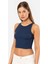 Kadın Fitilli Crop T-Shirt 3404/LACIVERT 3