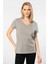 Venice Gri Kısa Kollu V Yaka Kadın T-Shirt 2