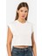 Kadın Vatka Görünümlü Crop T-Shirt 3402/BEYAZ 2