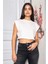 Kadın Vatka Görünümlü Crop T-Shirt 3402/BEYAZ 4