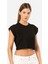 Kadın Vatka Görünümlü Crop T-Shirt 3402/SIYAH 1