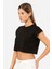 Kadın Vatka Görünümlü Crop T-Shirt 3402/SIYAH 2