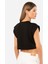 Kadın Vatka Görünümlü Crop T-Shirt 3402/SIYAH 3
