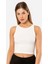Kadın Fitilli Crop T-Shirt 3404/BEYAZ 1