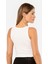 Kadın Fitilli Crop T-Shirt 3404/BEYAZ 3