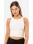 Kadın Fitilli Crop T-Shirt 3404/BEYAZ 4
