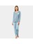 Yaprak Desenli Uzun Kol Pijama 3377/MAVI 2