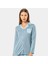 Yaprak Desenli Uzun Kol Pijama 3377/MAVI 3
