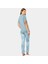 Yaprak Desenli Kısa Kol Pijama 3376/MAVI 3