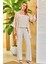 Keten Desenli Sabahlıklı Ip Askılı Pijama 3lü Set Zarif ve Lüks Flz 31-131 2