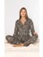 Leopar Desen Boydan Düğmeli Uzun Kol Pijama Takımı Poly Viskon Milan Alperi 790-304 4