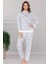 Desenli Uzun Kol Jakarlı Kumaş Yumuşak Kışlık Şık Zarif Pijama Takım Dowry 09-163 1