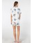 Kadın Desenli Dokuma Şort Pijama Takım 3605/EKRU 5