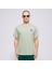 Woven Badge Erkek Yeşil Yuvarlak Yaka Tişört 1